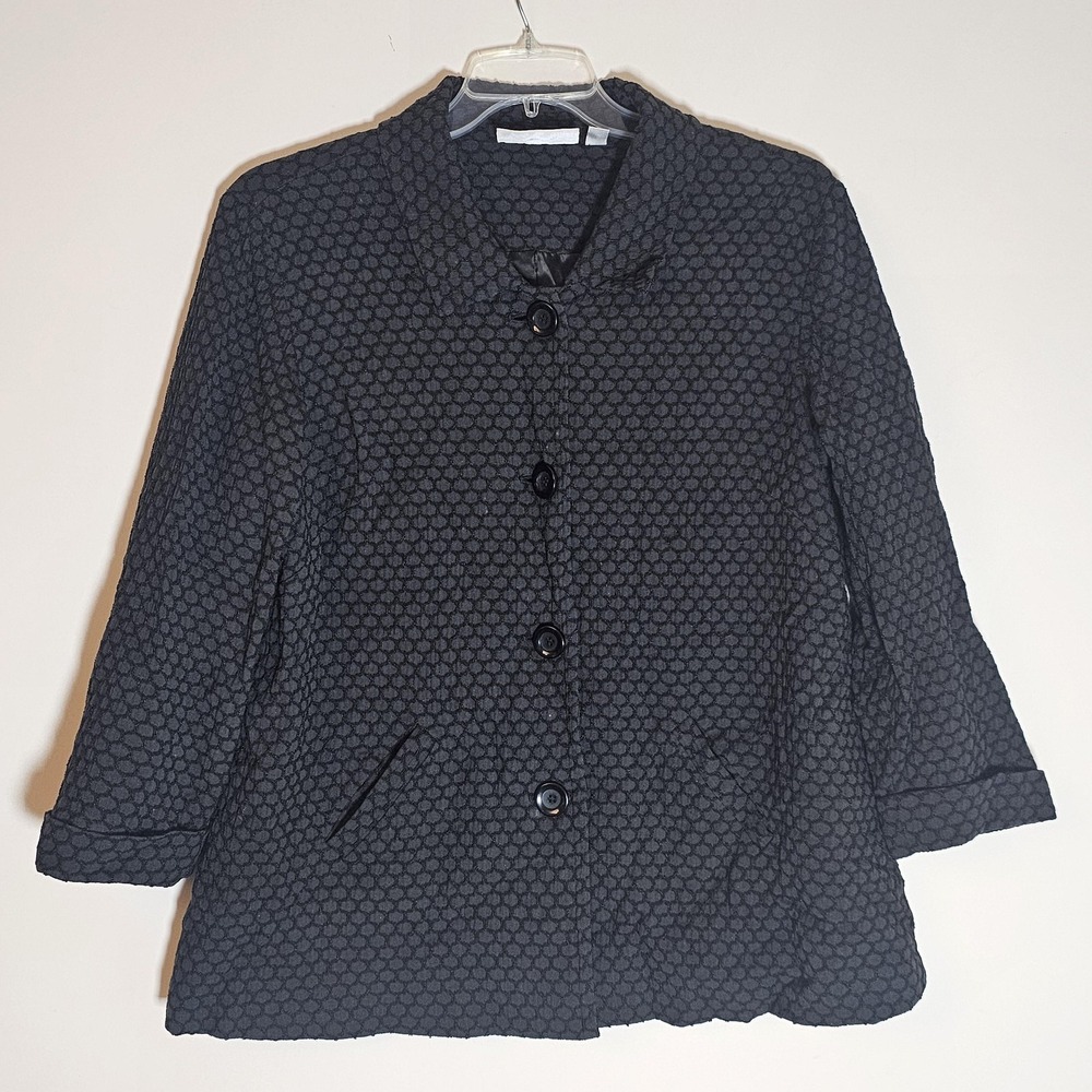Simonton Says Jacket Womens Large Textured Button Up Polka Dot Pockets‎